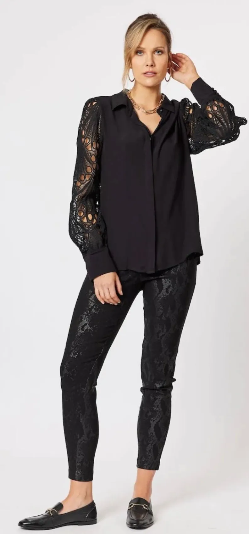 Hammock & Vine Brodie Lace Shirt Black sold by Shine On product image thumbnail 3