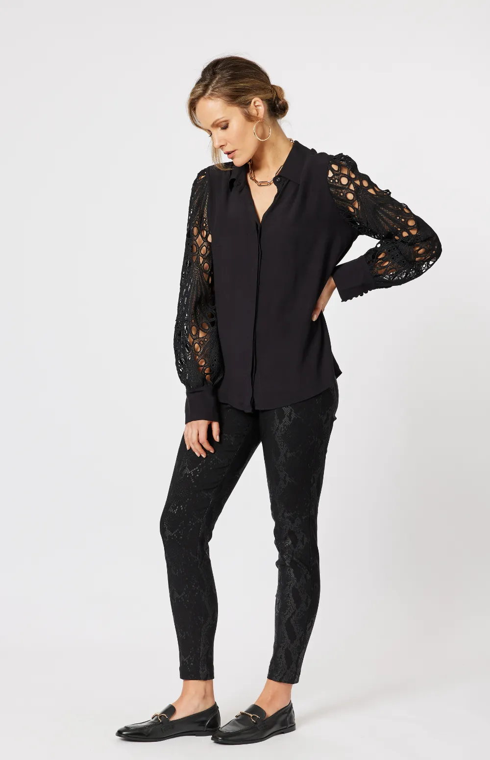 Hammock & Vine Brodie Lace Shirt Black sold by Shine On product image thumbnail 4