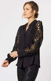 Hammock & Vine Brodie Lace Shirt Black sold by Shine On product image thumbnail 5