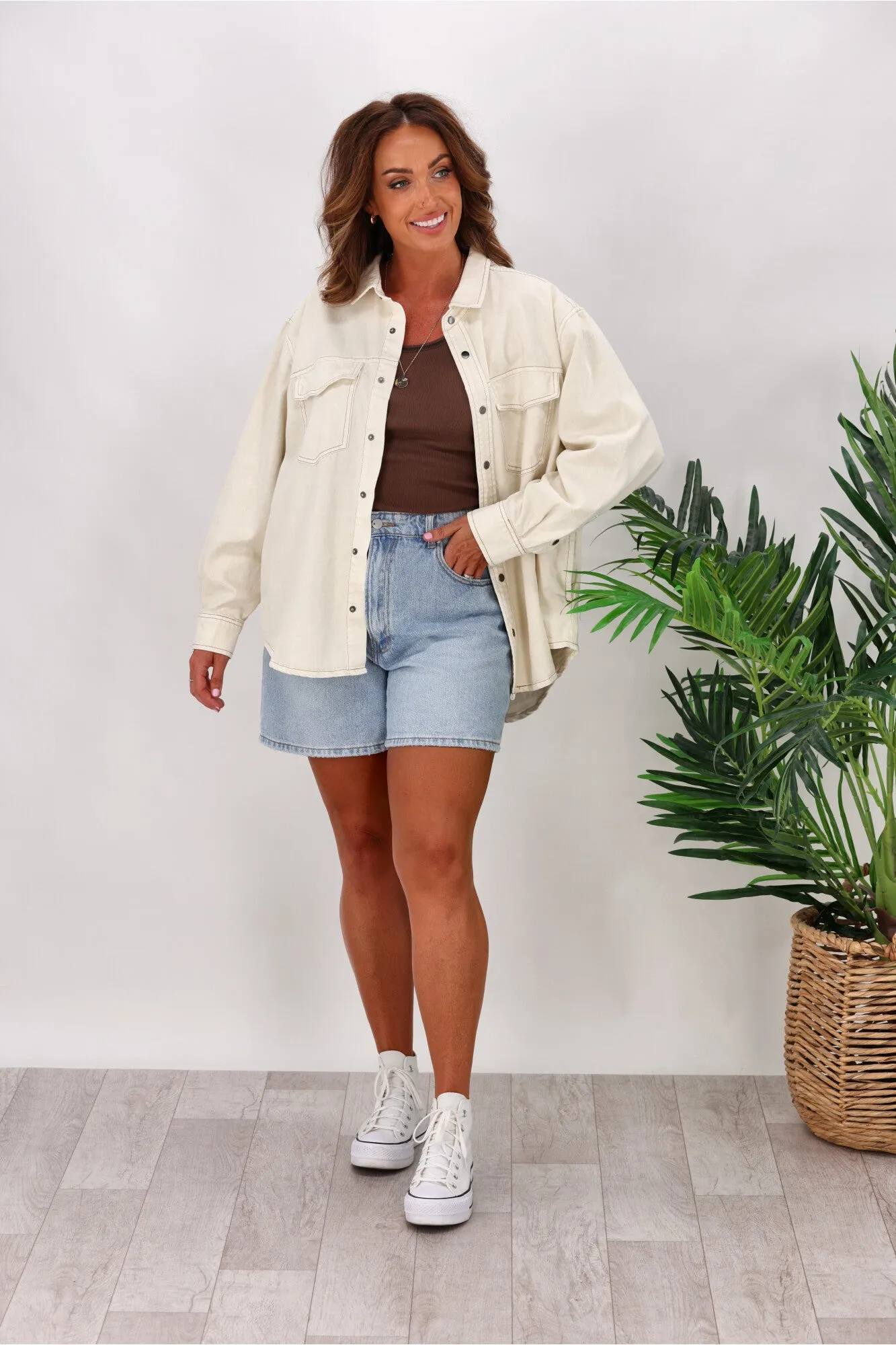 Foxwood Daisy Denim Shirt Ecru sold by Shine On product image thumbnail 2