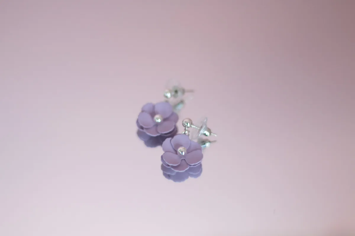 Willow Collective Blossom Studs Silver Mauve sold by Shine On