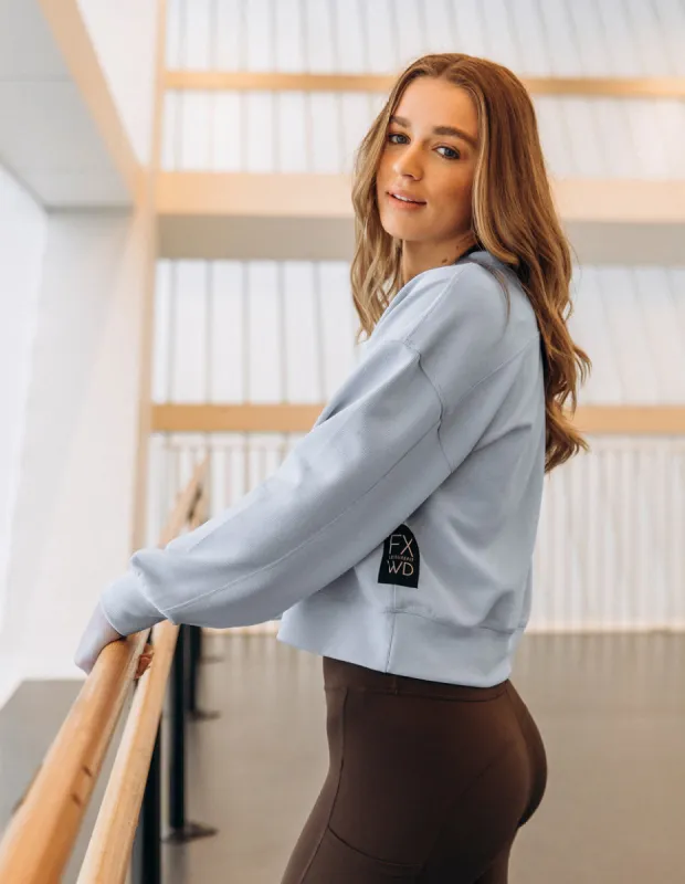 Foxwood Luxe Rib Crew Light Blue sold by Shine On