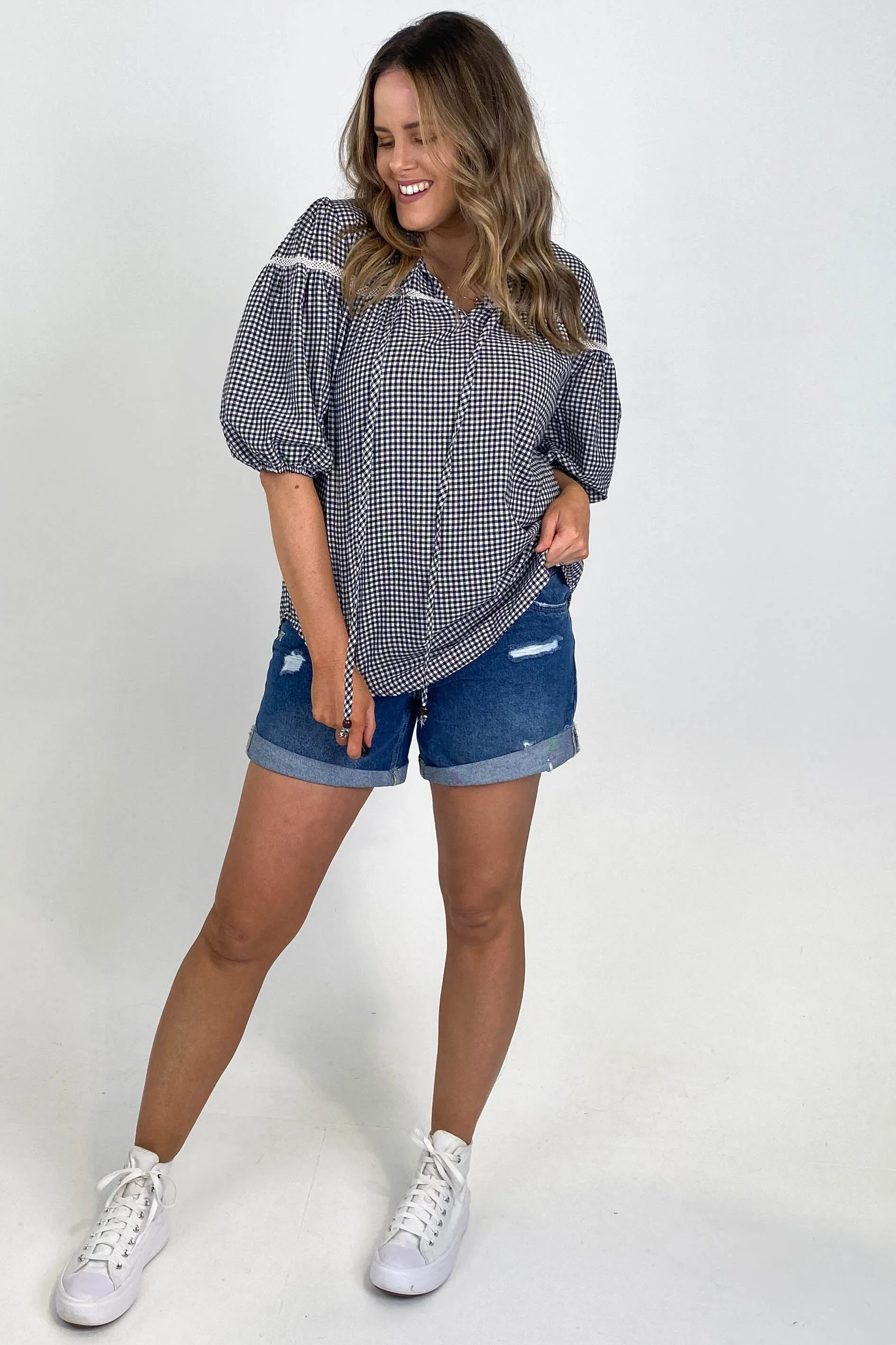 Joop & Gypsy Florida Gingham Top Black White sold by Shine On product image thumbnail 5