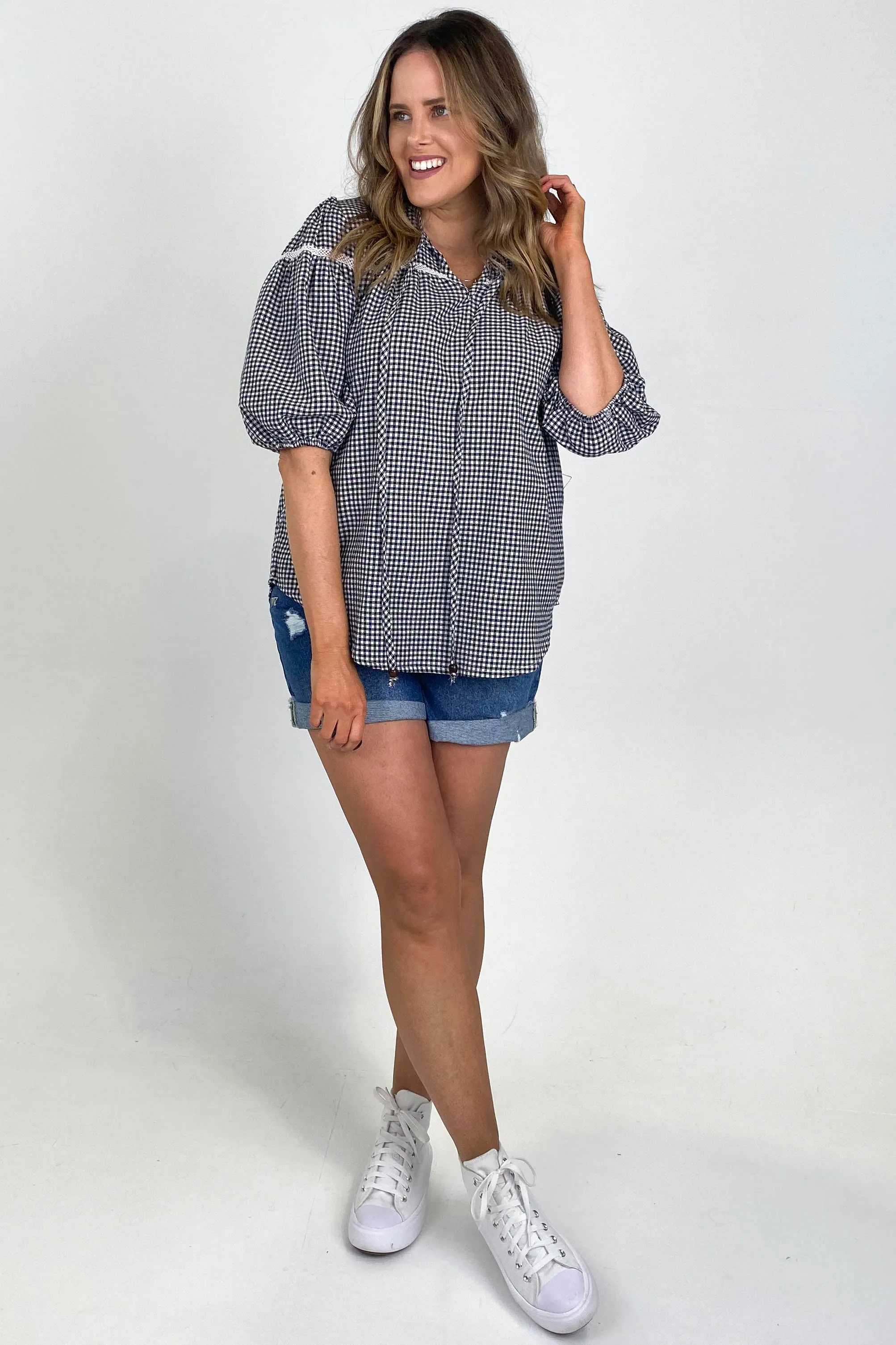 Joop & Gypsy Florida Gingham Top Black White sold by Shine On product image thumbnail 3