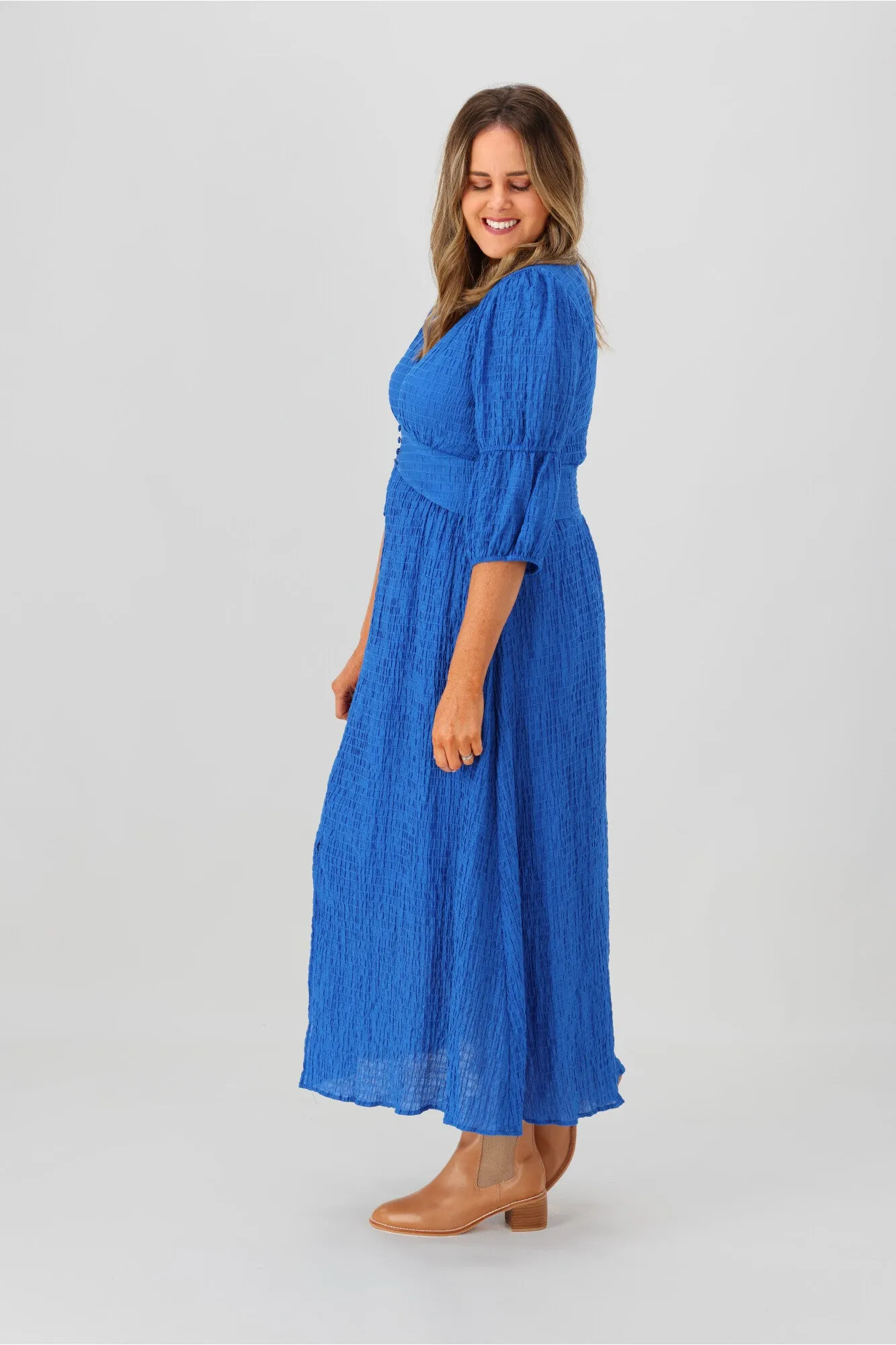 Foxwood Helena Check Dress Blue sold by Shine On product image thumbnail 4