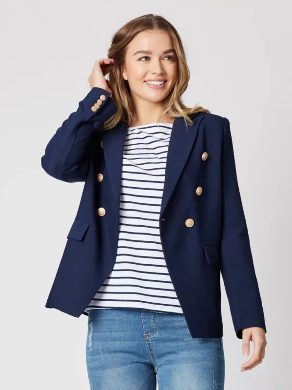 Gordon Smith Lauren Blazer Navy Gold Buttons sold by Shine On