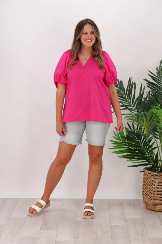 Betty Basics Juliet Blouse Miami Pink sold by Shine On