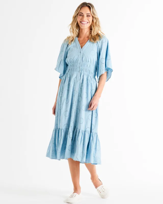 Betty Basics Broderie Dress Cornflower sold by Shine On