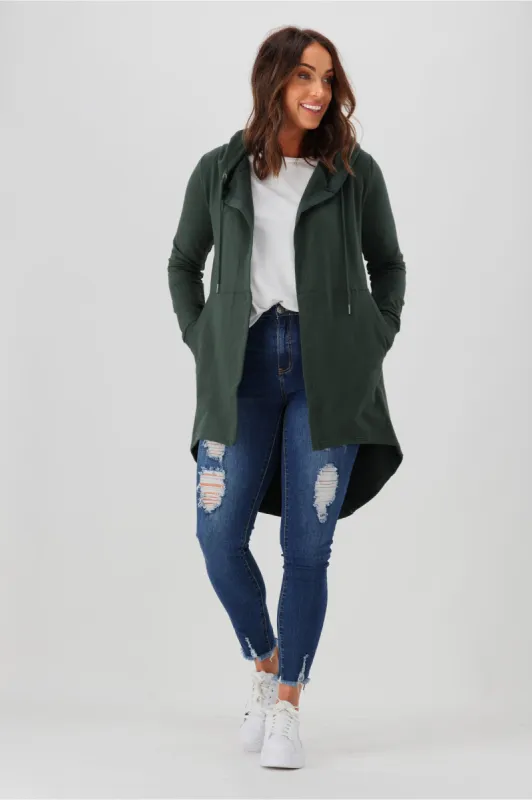 Silent Theory Ashleigh Hooded Cardigan Bottle Green sold by Shine On