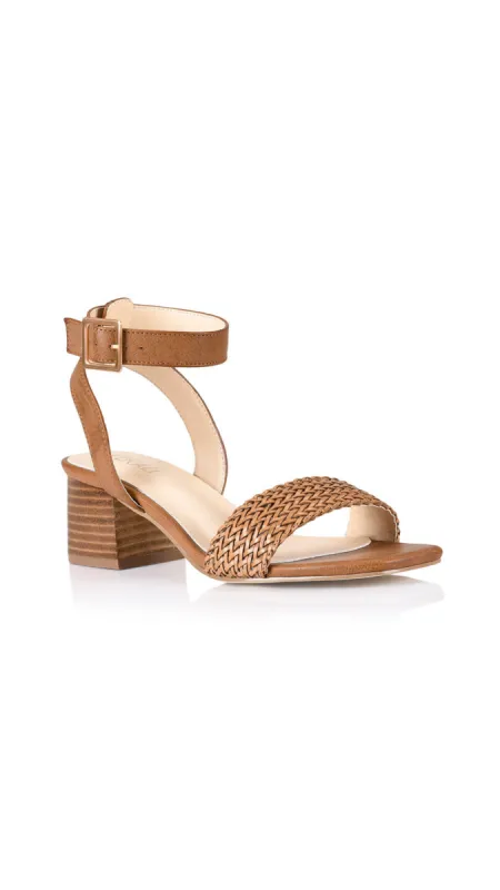Verali Elly Block Heel Sandal Tan Weave sold by Shine On