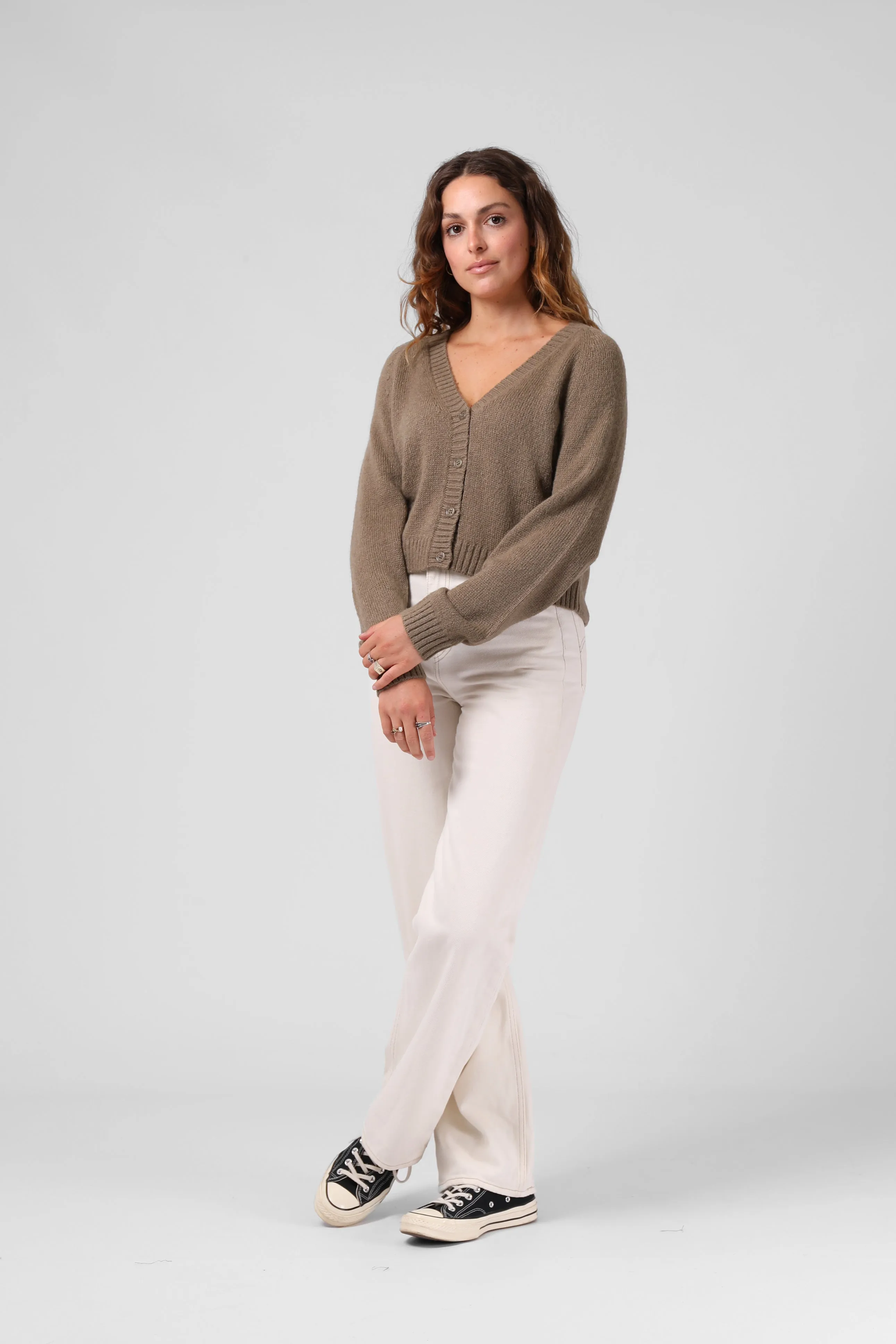 RPM Cropped Cardigan Olive Marle sold by Shine On product image thumbnail 4