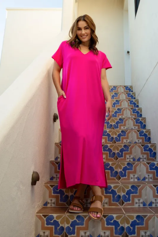 PQ Collection T-Shirt Maxi Dress Magenta sold by Shine On