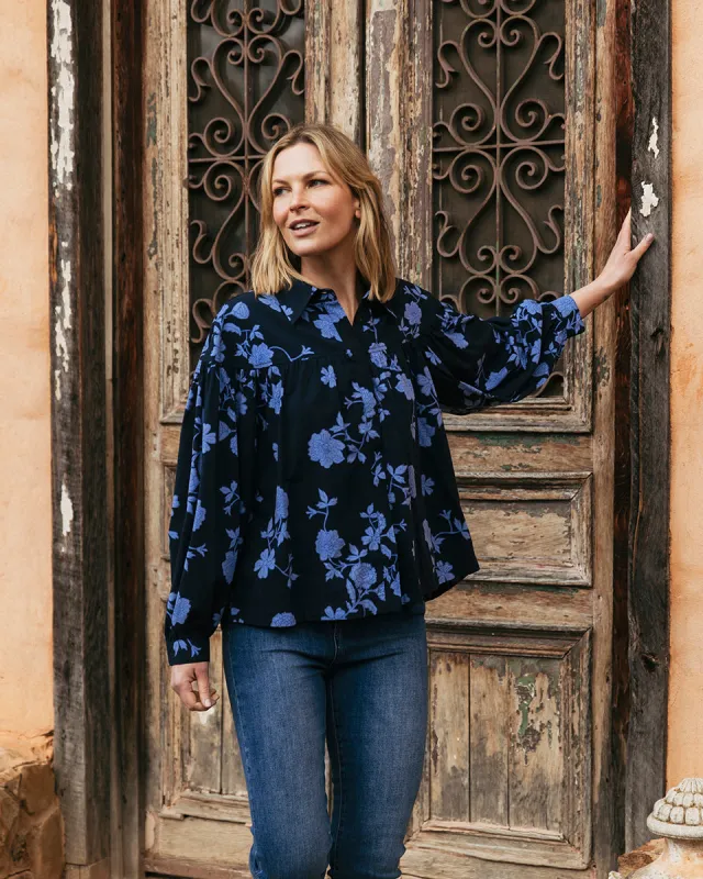 Elm Kasey Floral Blouse Navy sold by Shine On