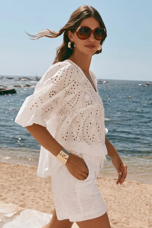 Adorne Vivienne Deco Broderie Top White sold by Shine On