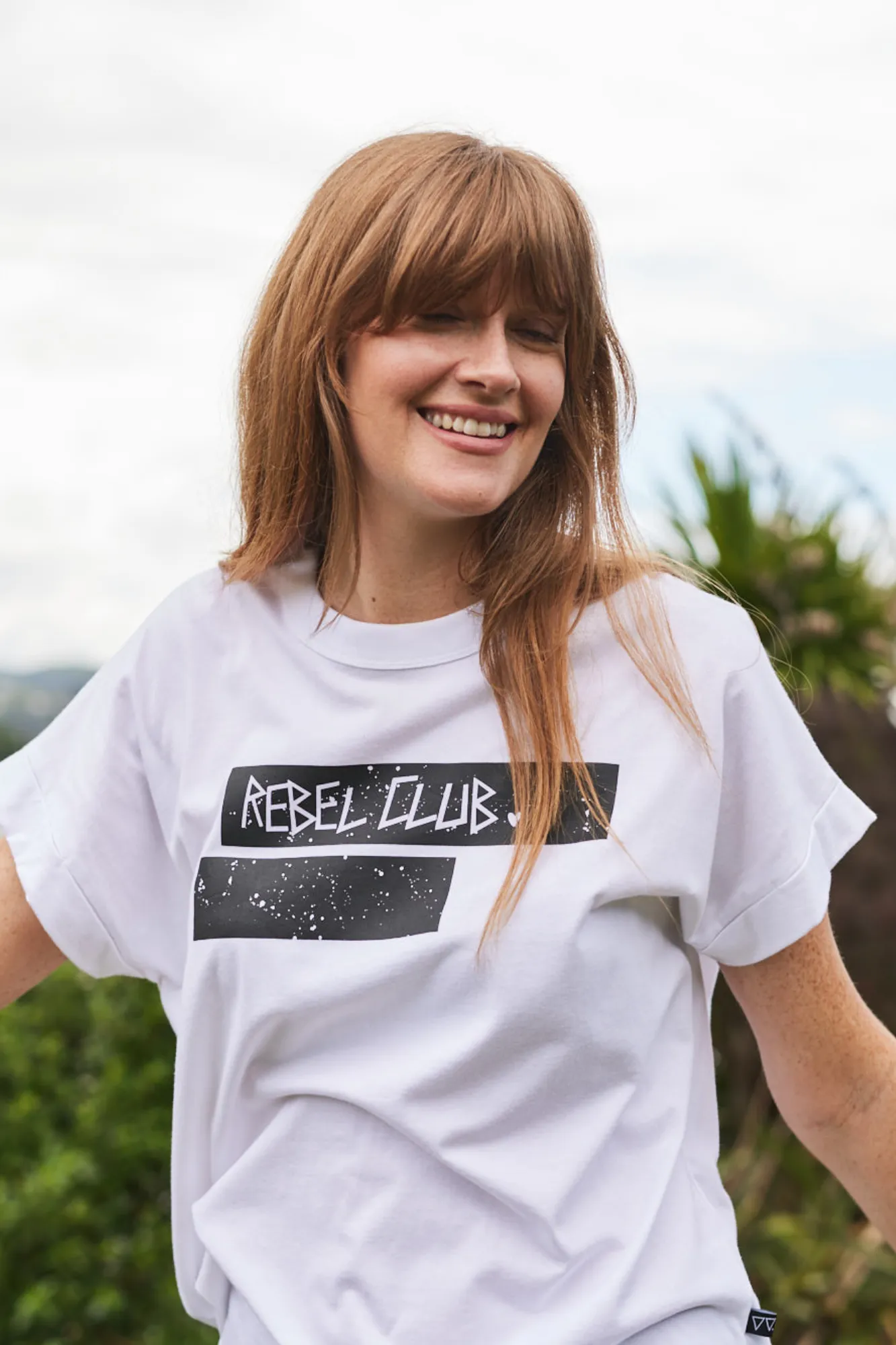 Rebel Club by Shine On Block Tee White sold by Shine On