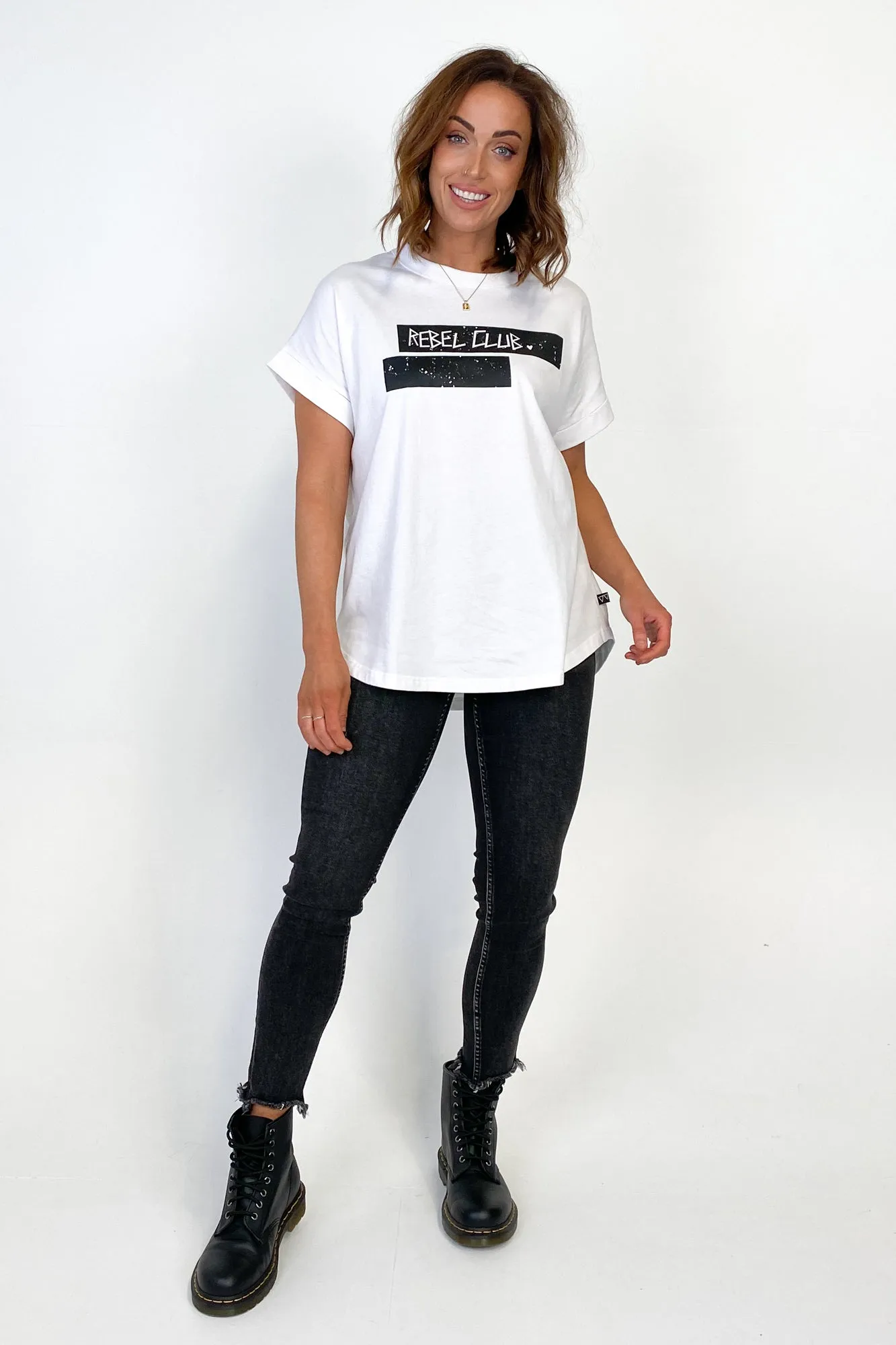 Rebel Club by Shine On Block Tee White sold by Shine On product image thumbnail 4