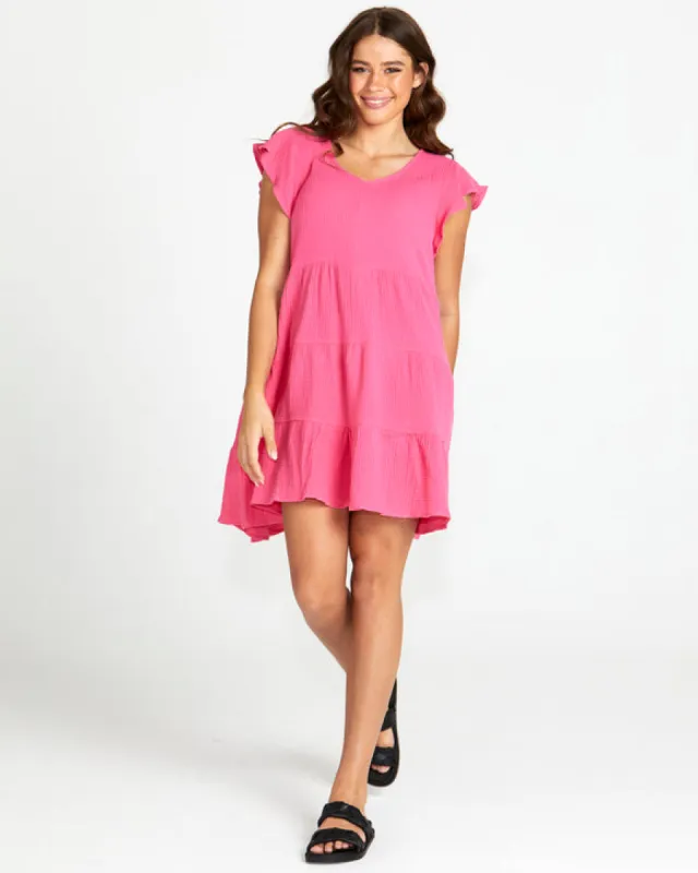 Sass Felix Tiered Mini Dress Pink sold by Shine On