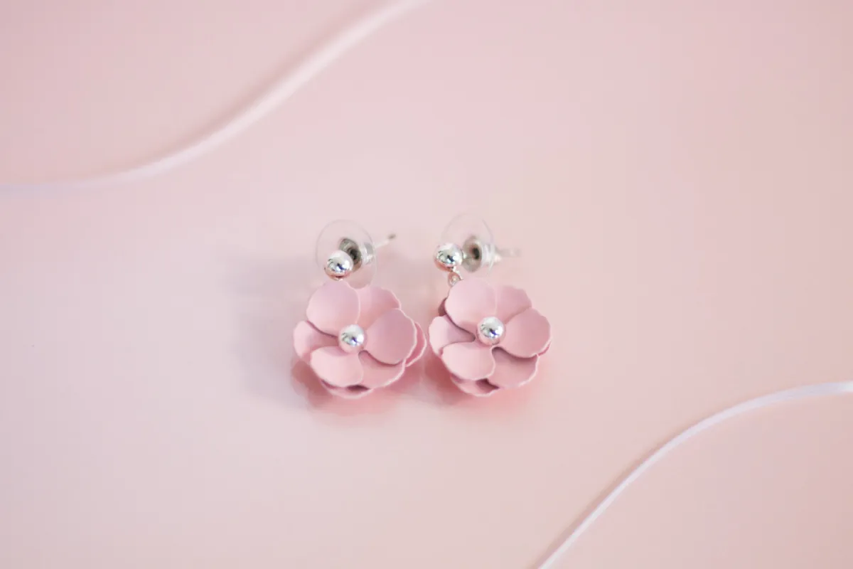 Willow Collective Blossom Studs Silver Pink Nude sold by Shine On