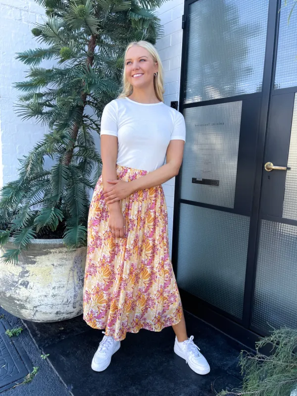 Fria Cassie Floral Print Skirt Yellow sold by Shine On