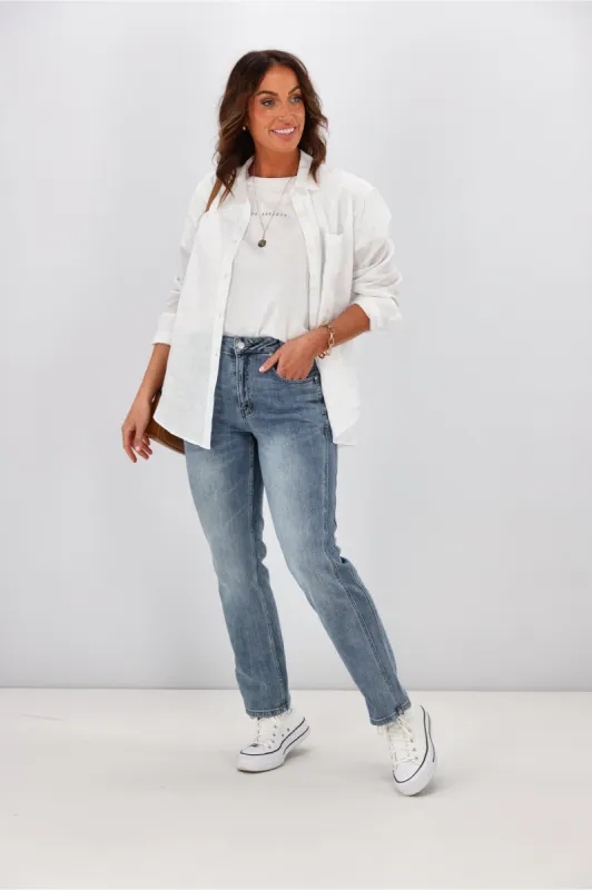 Shine On Label Taylor Paneled Jean Washed Indigo sold by Shine On