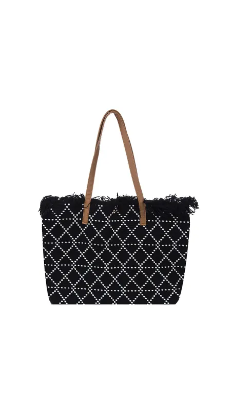 Ivys Patterned Tote Bag Black sold by Shine On