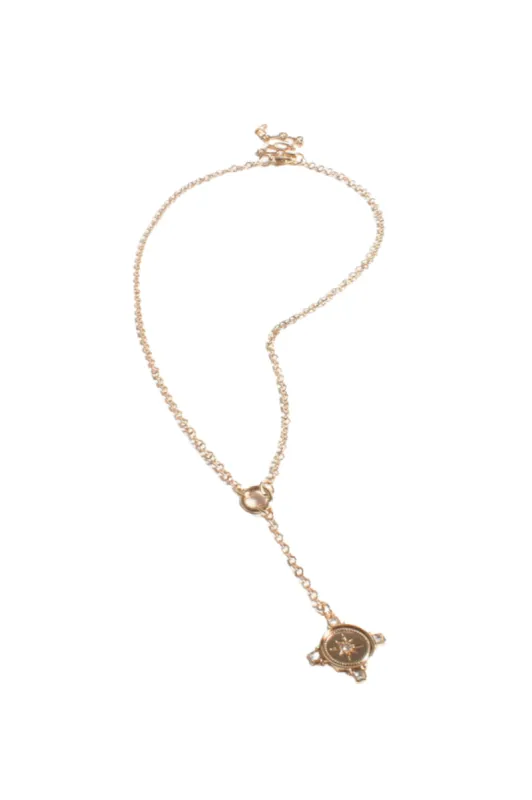Adorne Diamante Star Charm Y Necklace Crystal Gold sold by Shine On