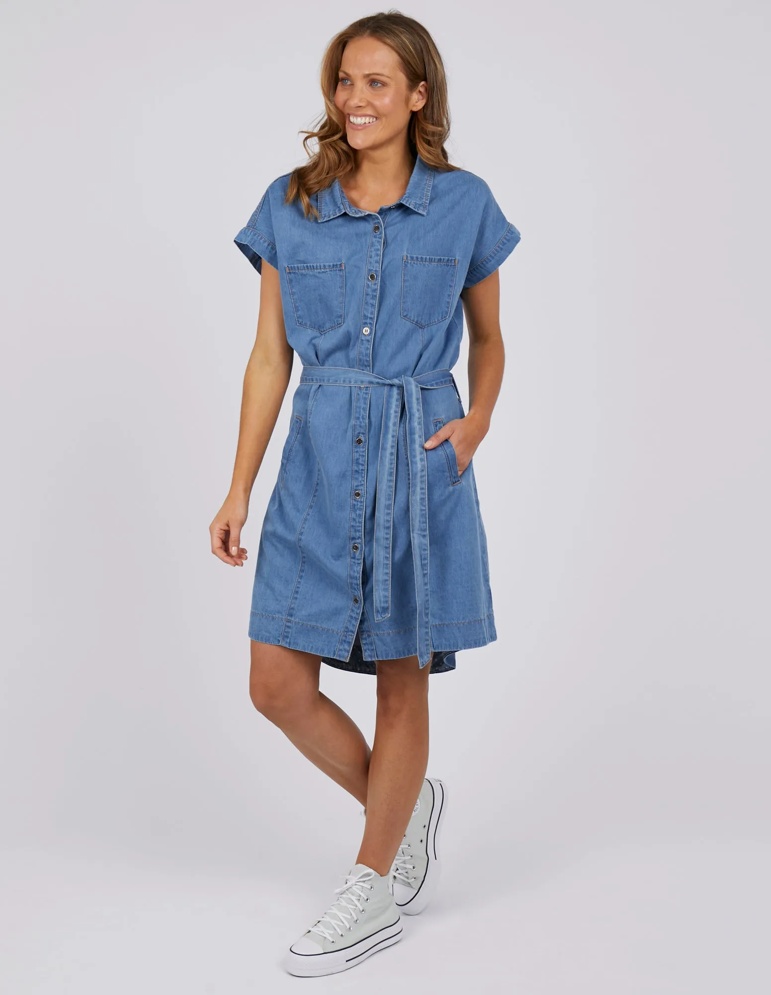 Elm Everleigh Denim Dress Blue sold by Shine On product image thumbnail 3