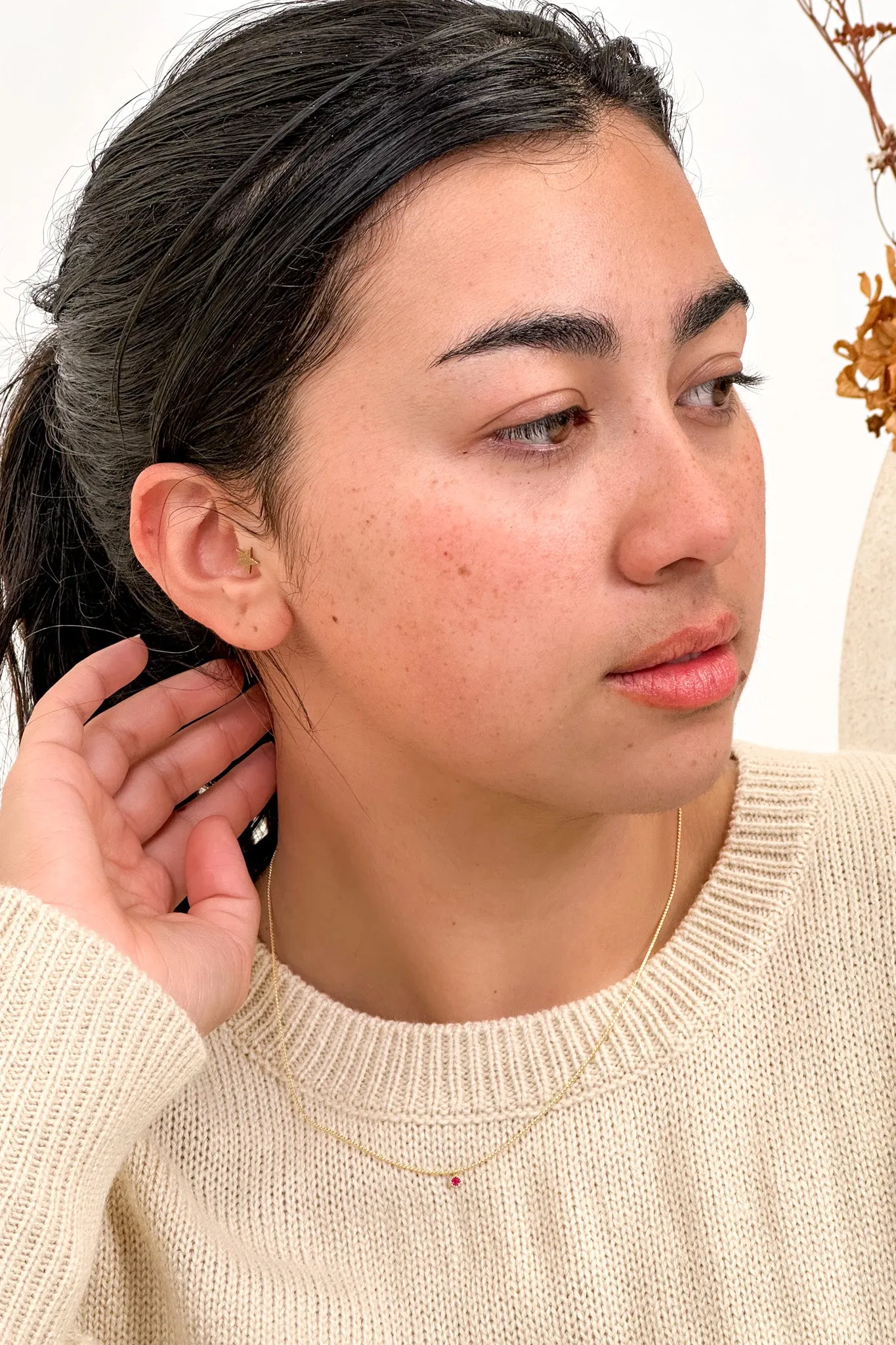 Tiger Tree Gold Petite Ruby Crystal Necklace sold by Shine On product image thumbnail 3