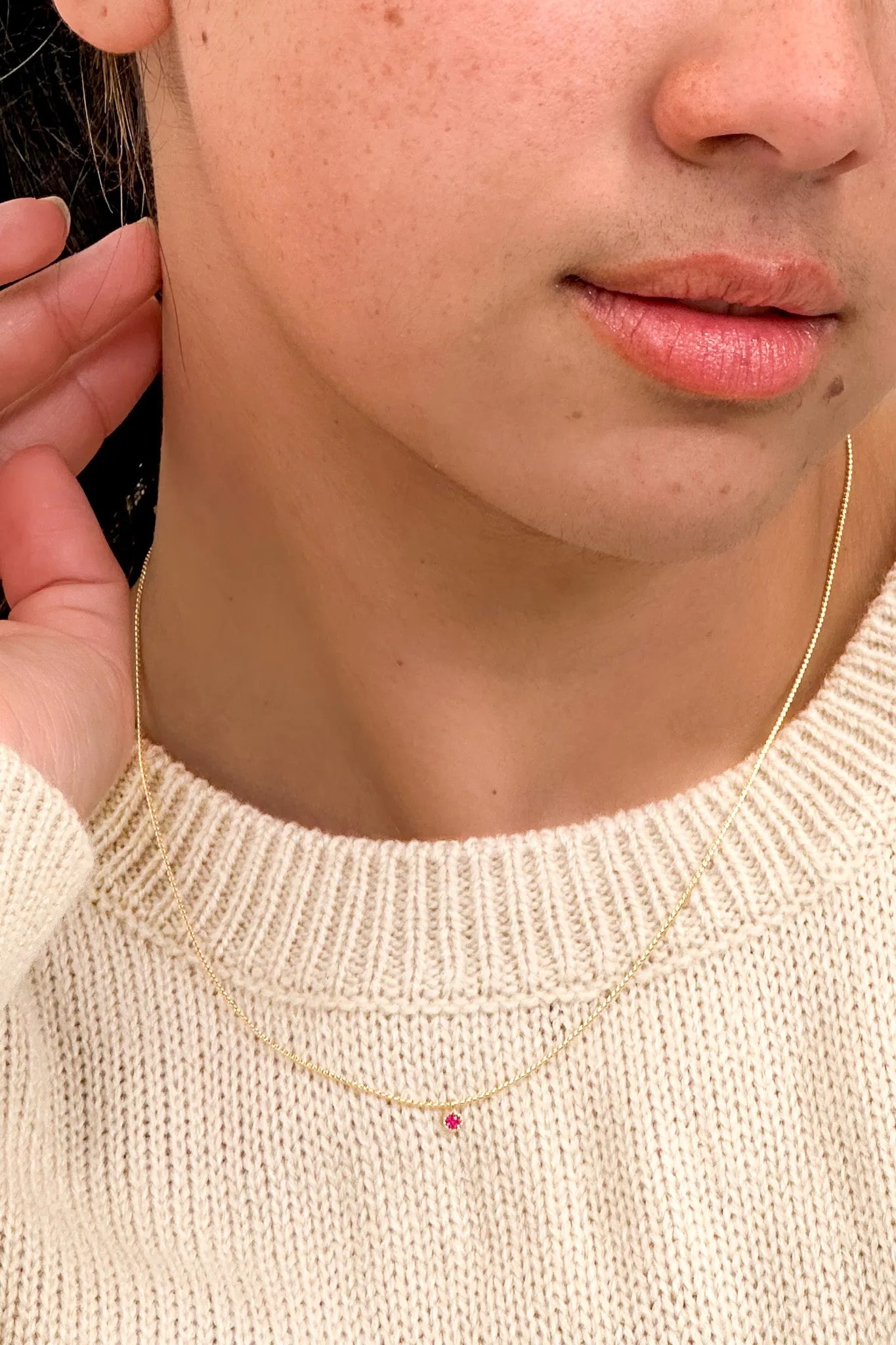 Tiger Tree Gold Petite Ruby Crystal Necklace sold by Shine On