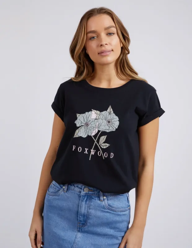 Foxwood Poppy Tee Washed Black sold by Shine On