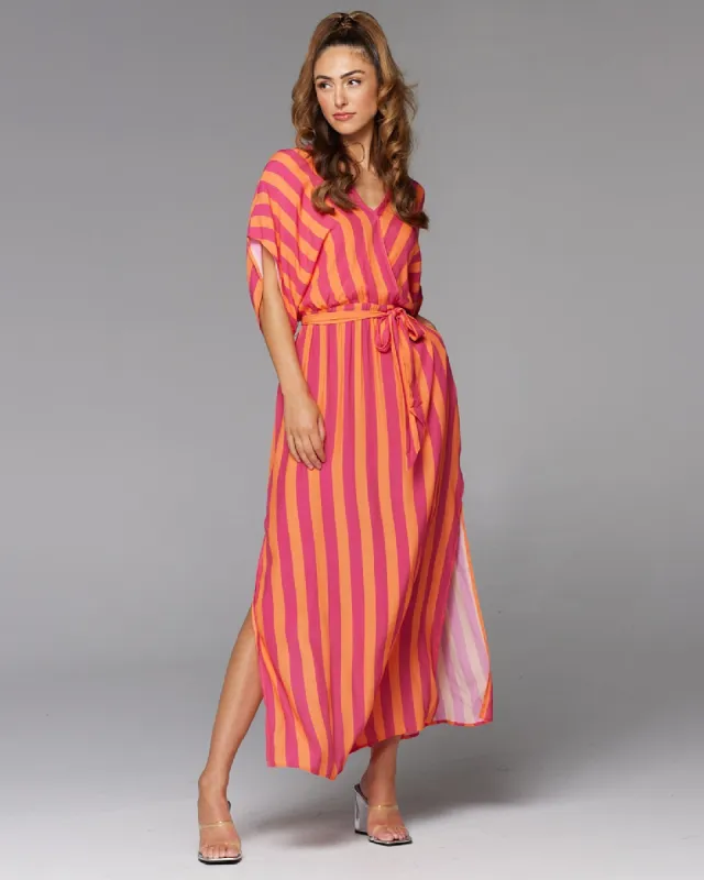 Fate Wonderland Maxi Dress Pink Orange Stripe sold by Shine On