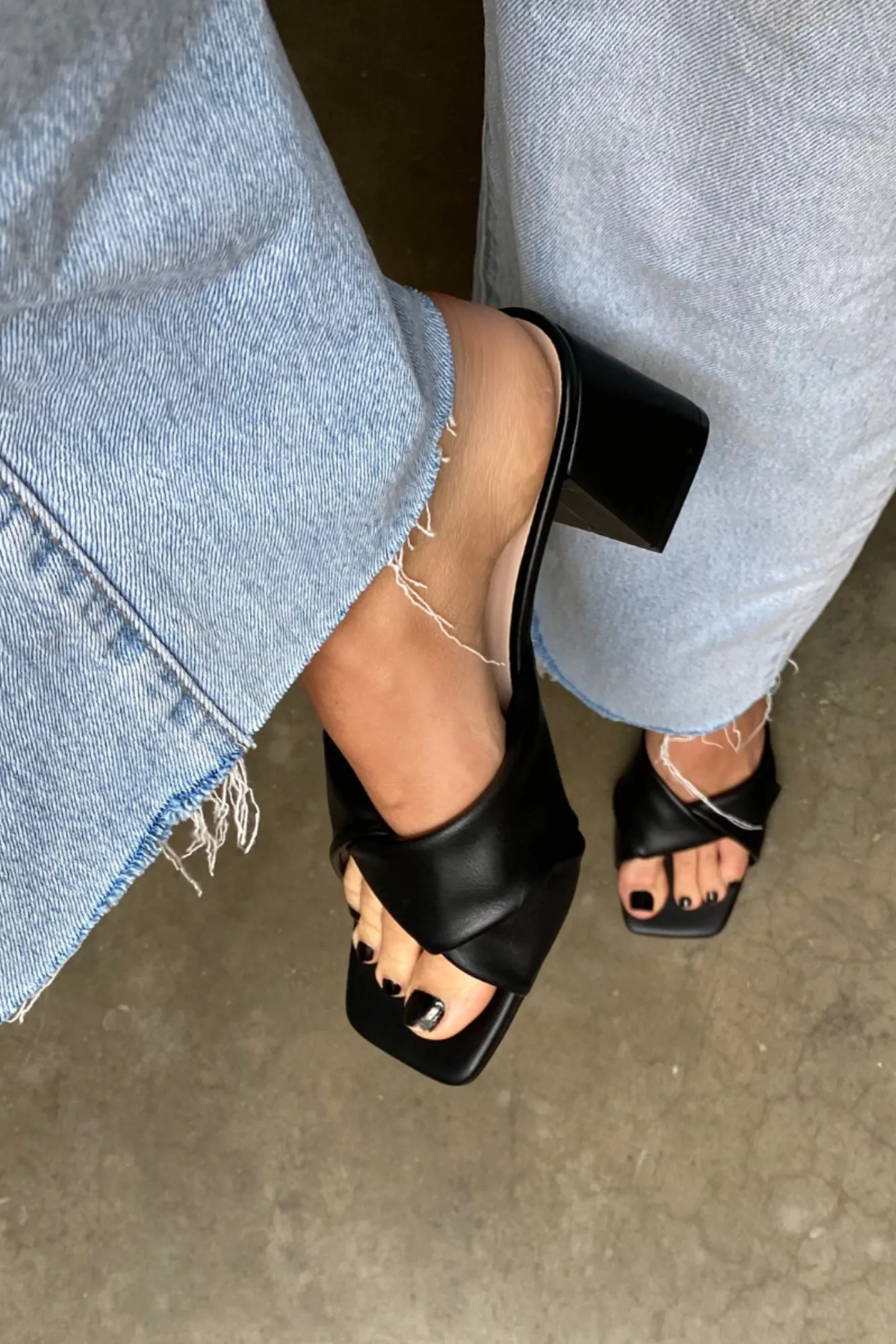 Verali Stella Block Heel Mules Black Smooth sold by Shine On