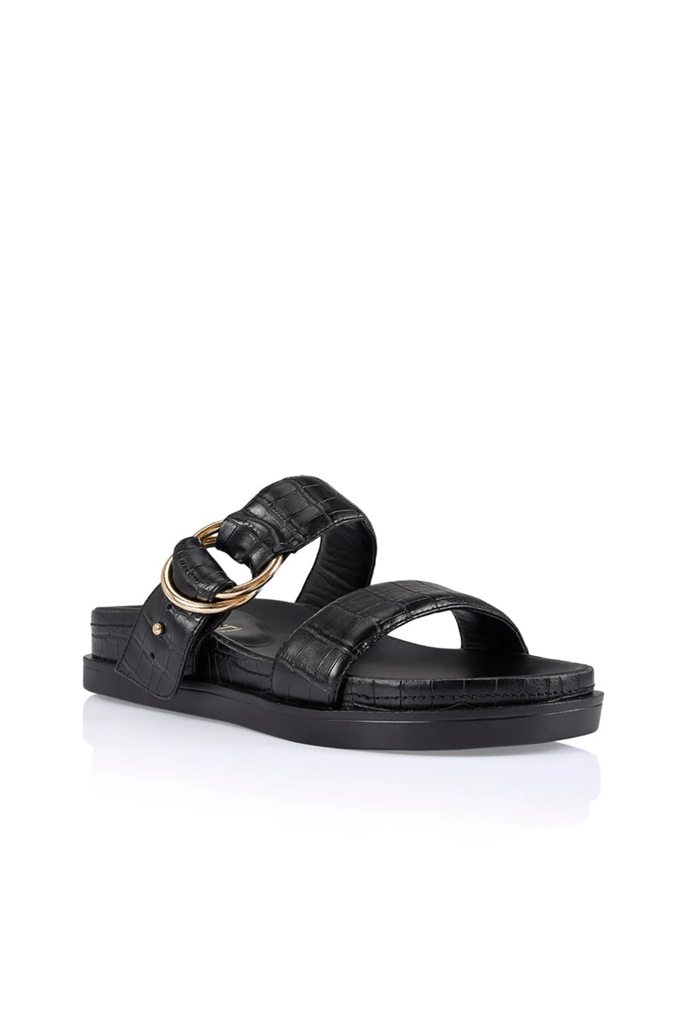 Verali Oslo Chunky Slides Black Croc Emboss sold by Shine On product image thumbnail 2