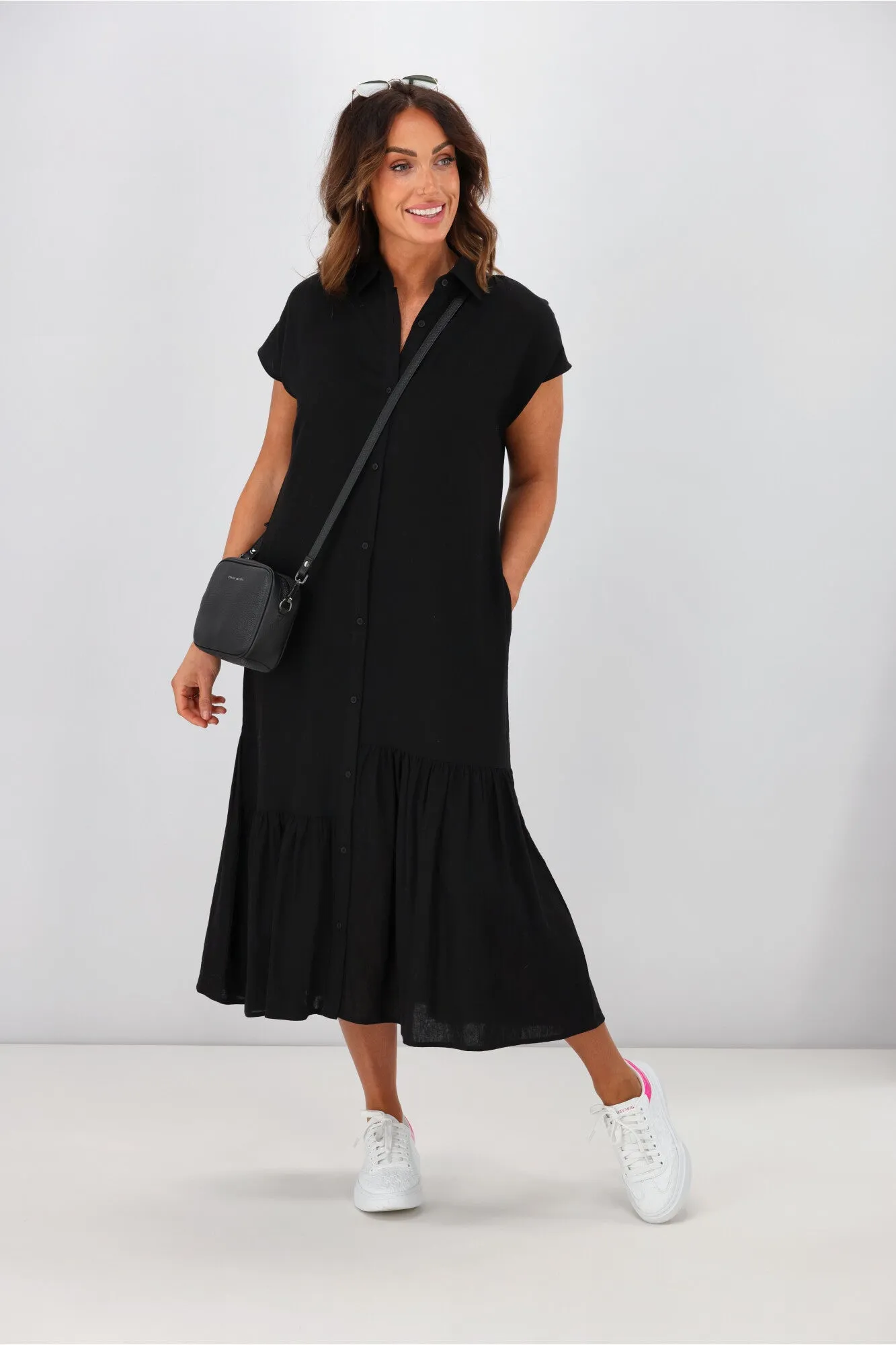 Shine On Label Hannah Linen Shirt Dress Black sold by Shine On product image thumbnail 3