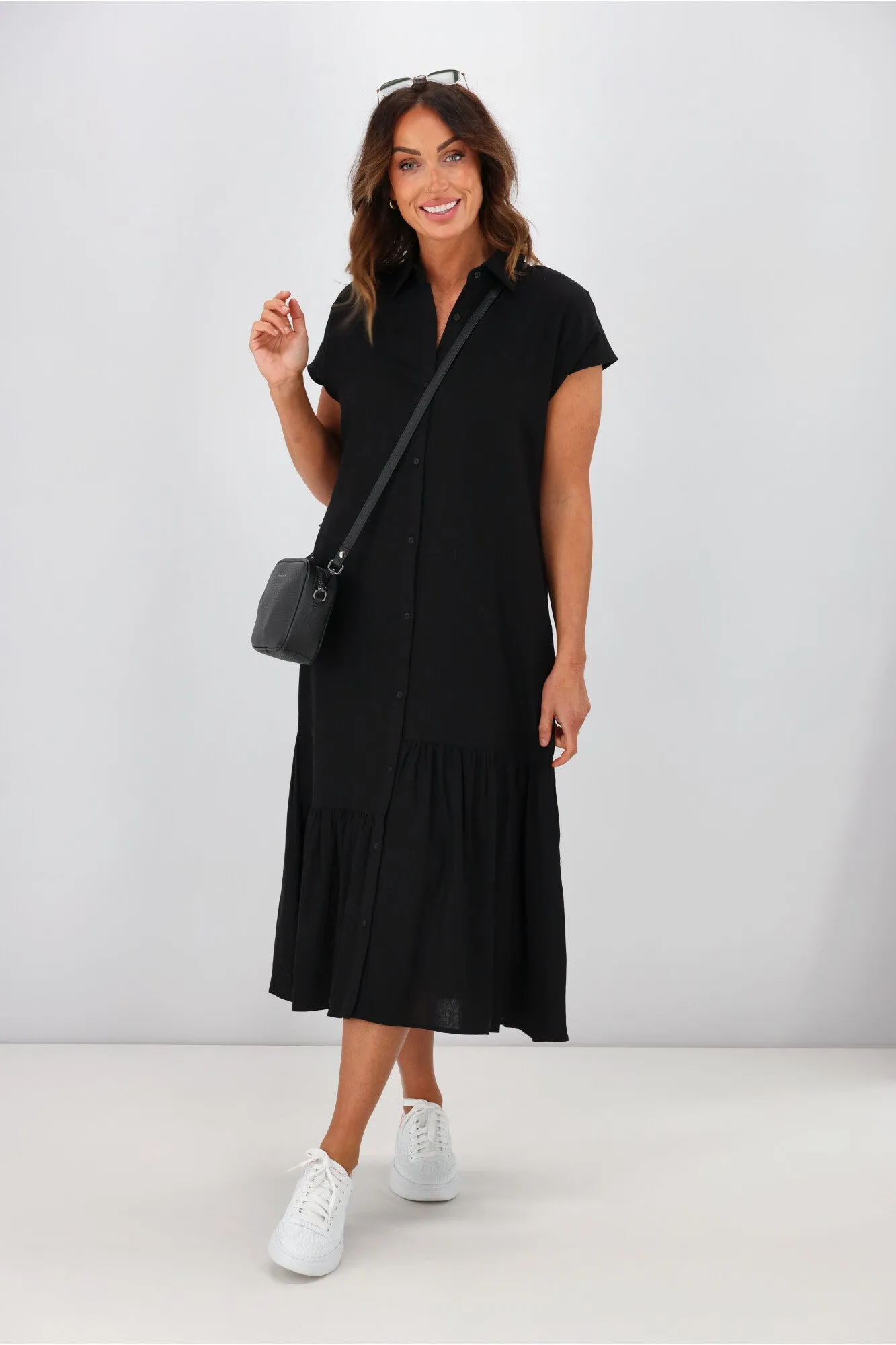 Shine On Label Hannah Linen Shirt Dress Black sold by Shine On product image thumbnail 5