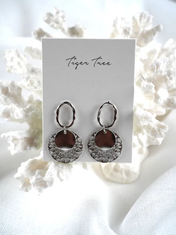 Tiger Tree Filigree & Disc Earrings Silver sold by Shine On