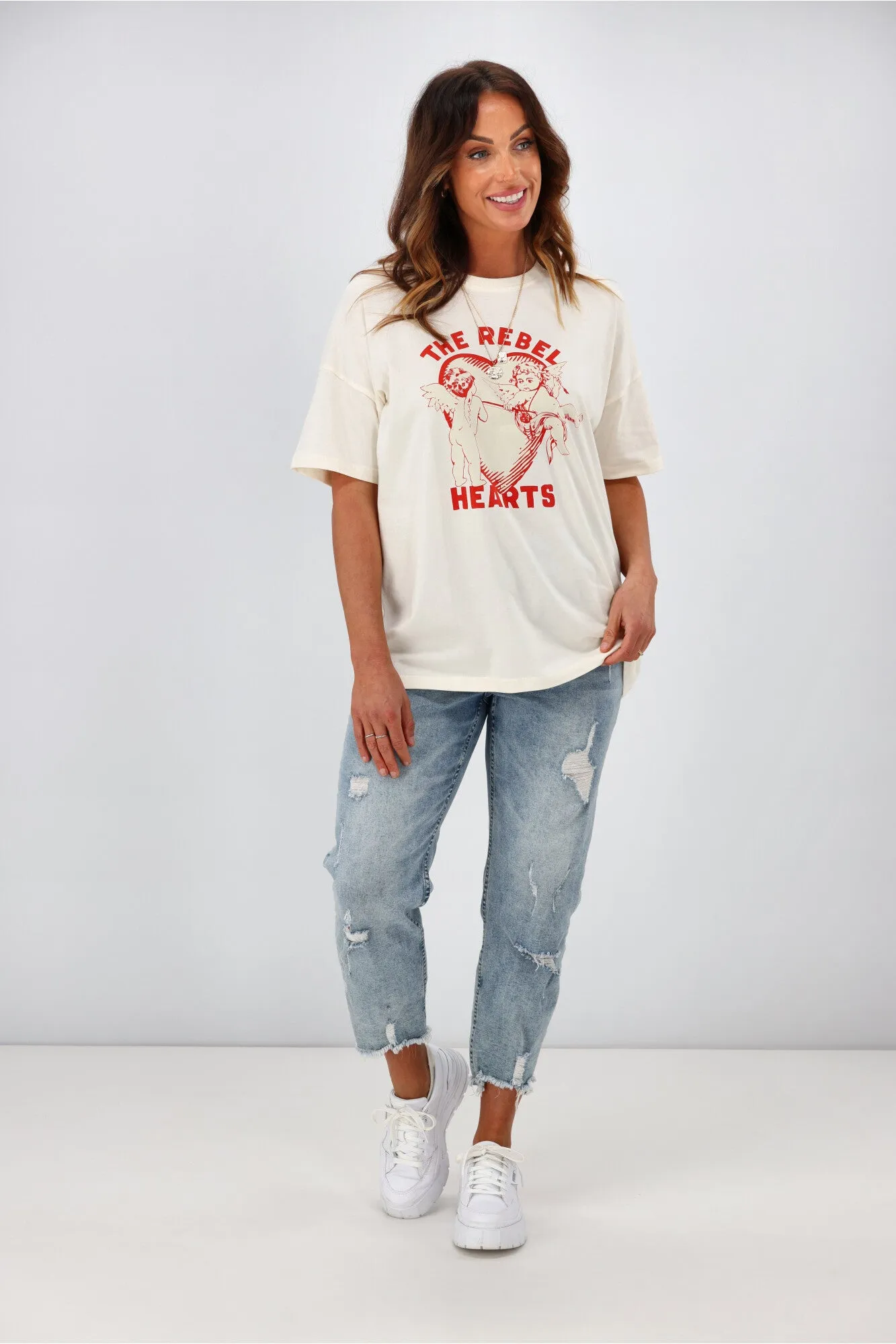 Rebel Club by Shine On Cupid Boyfriend Tee Off White sold by Shine On product image thumbnail 4