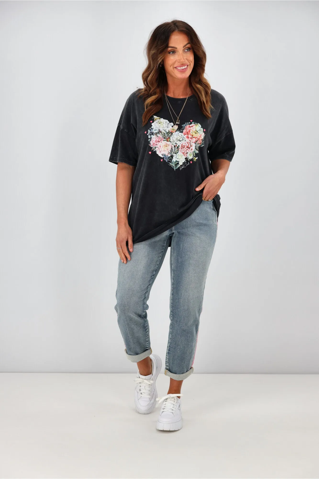 Rebel Club by Shine On Vintage Heart Boyfriend Tee Acid Black sold by Shine On product image thumbnail 4