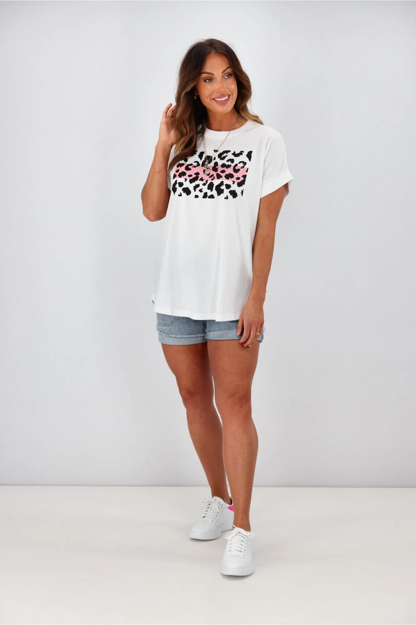 Rebel Club by Shine On Cheetah Cap Sleeved Tee White sold by Shine On product image thumbnail 4