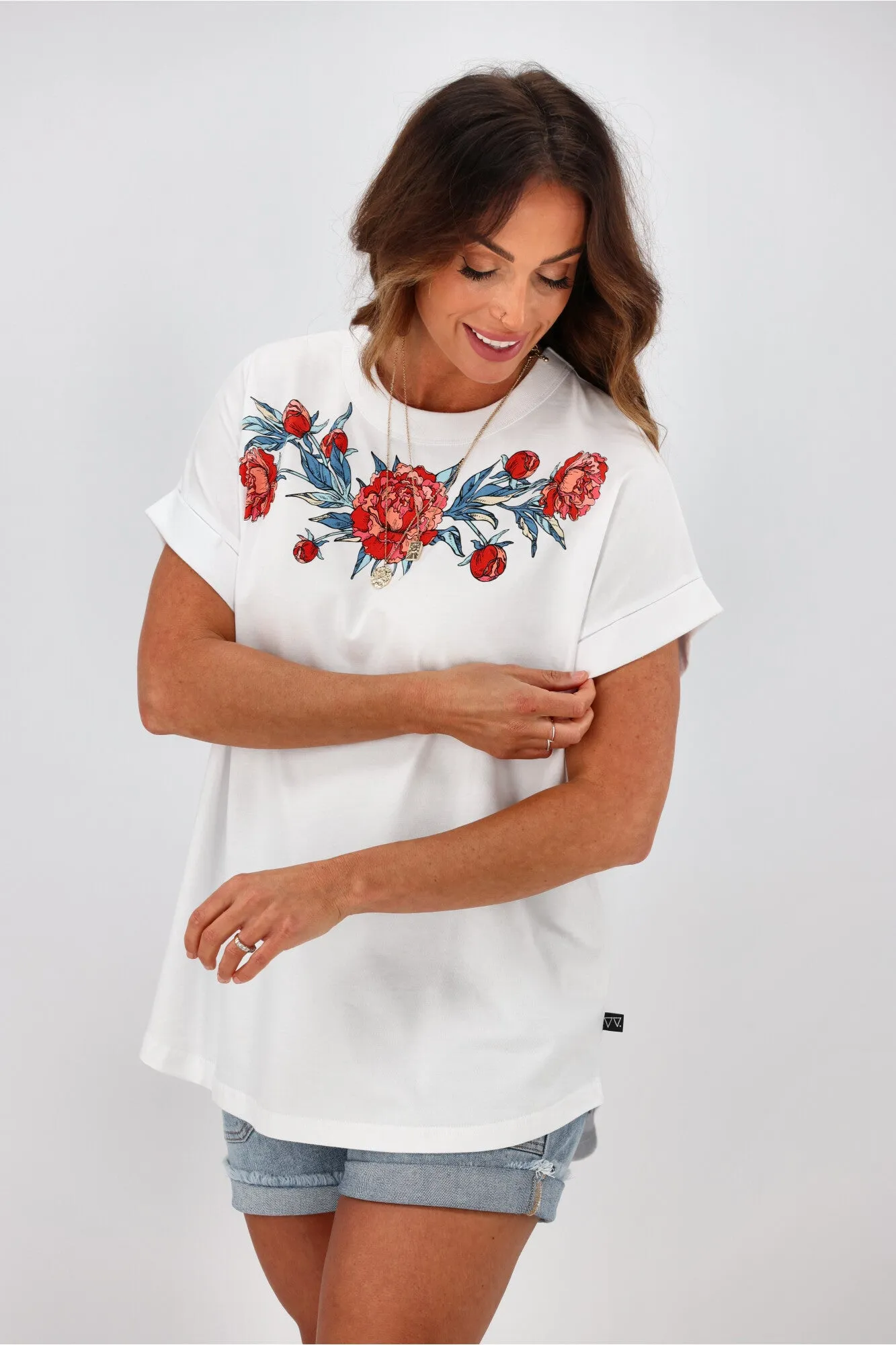 Rebel Club by Shine On Vintage Roses Cap Sleeved Tee White sold by Shine On product image thumbnail 3