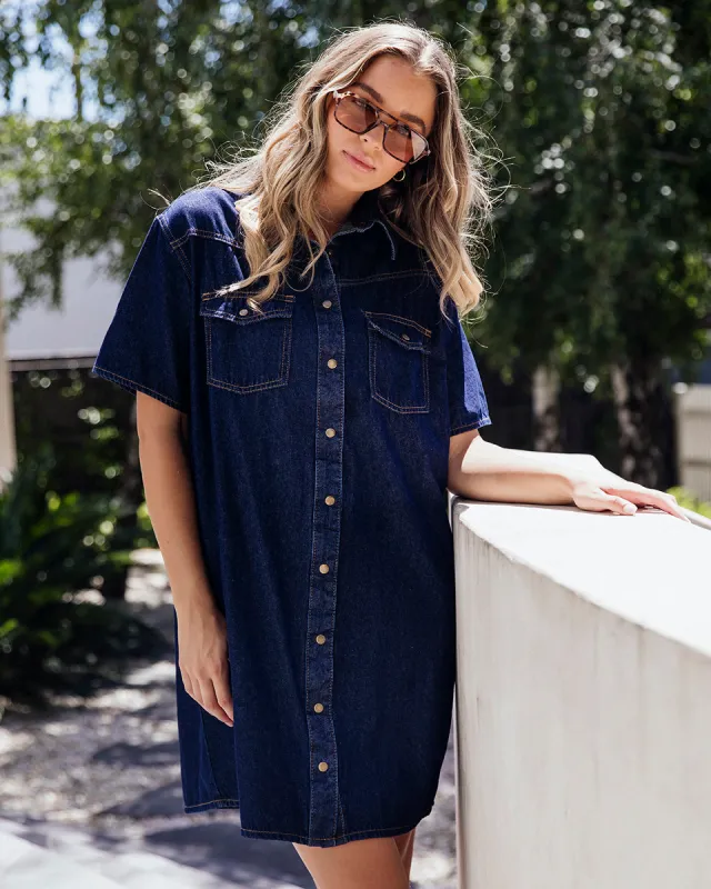 Foxwood Sorcha Denim Dress Indigo sold by Shine On