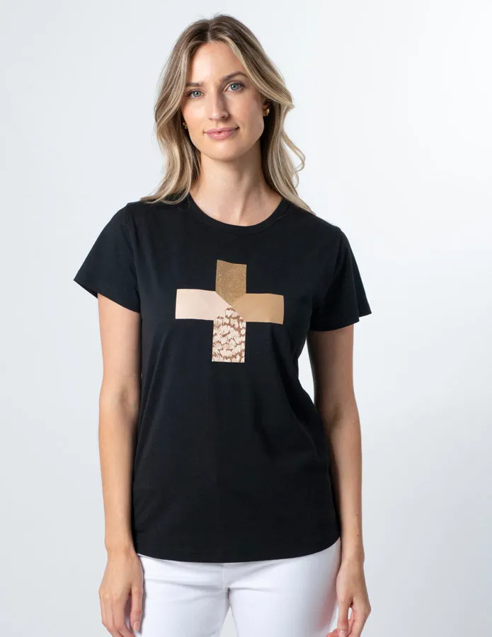 Stella + Gemma T-Shirt Black Birds Of A Feather Cross sold by Shine On