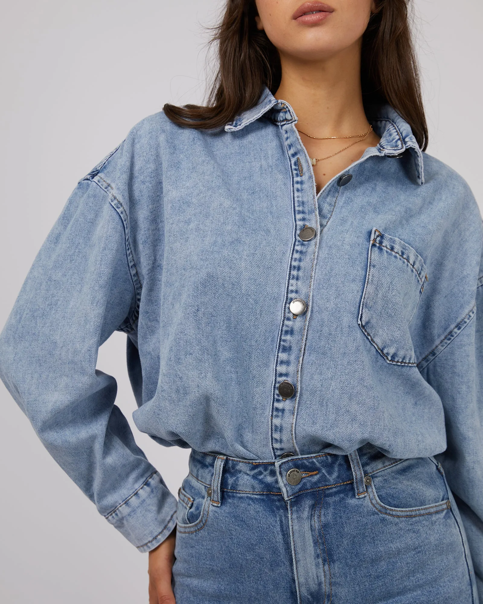 All About Eve Maci Denim Shirt Light Blue sold by Shine On product image thumbnail 2