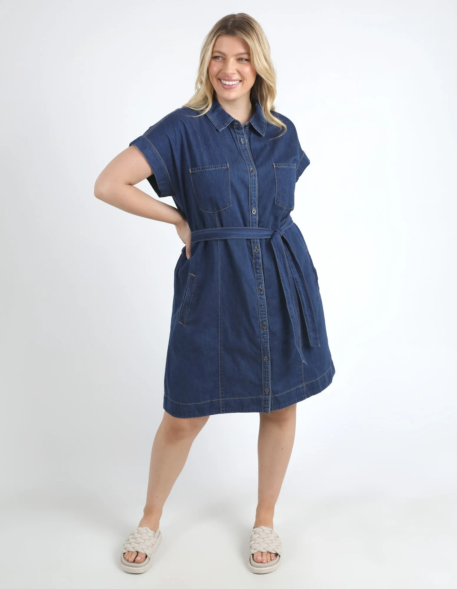 Elm Everleigh Denim Dress Dark Blue Wash sold by Shine On product image thumbnail 5