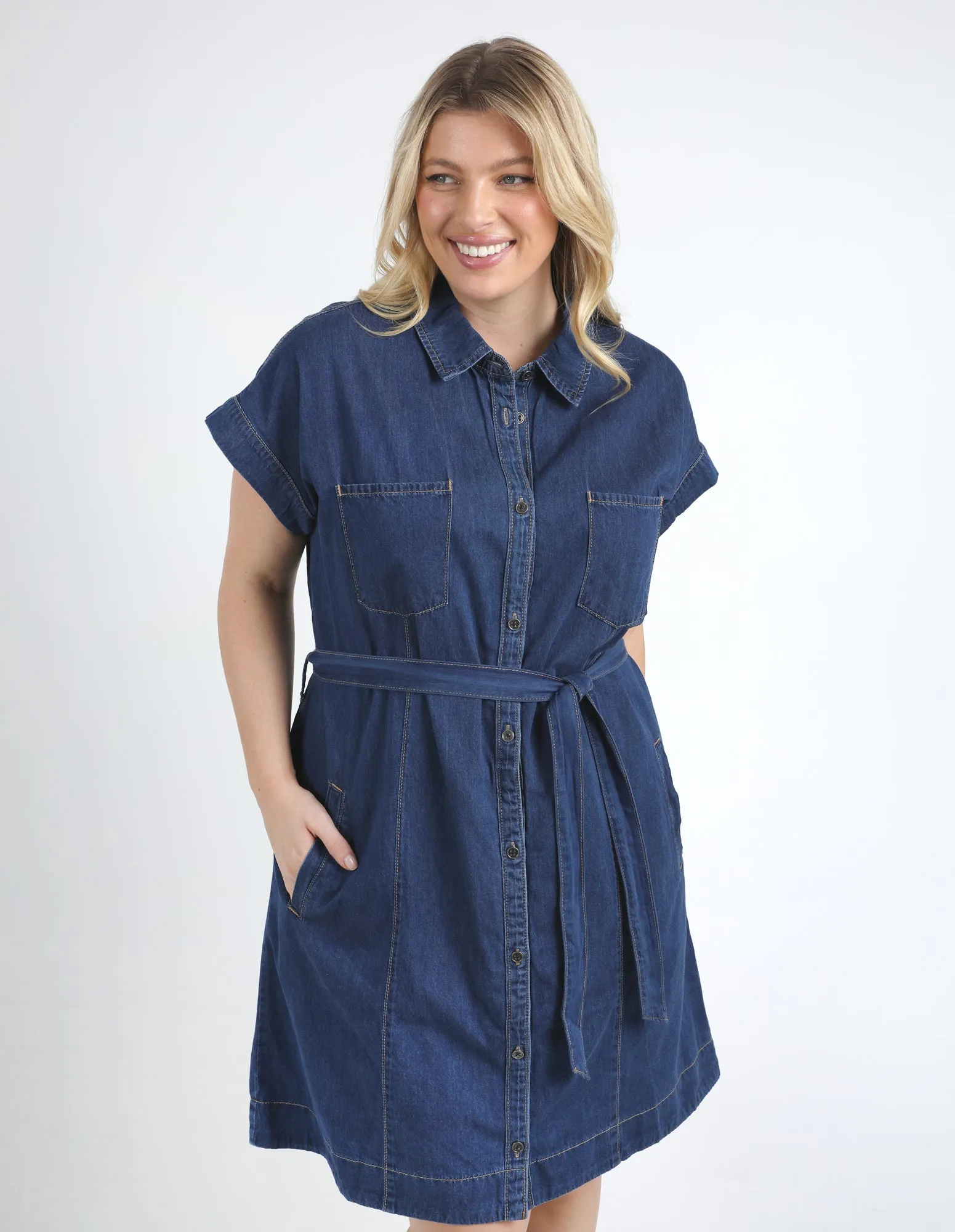 Elm Everleigh Denim Dress Dark Blue Wash sold by Shine On product image thumbnail 4