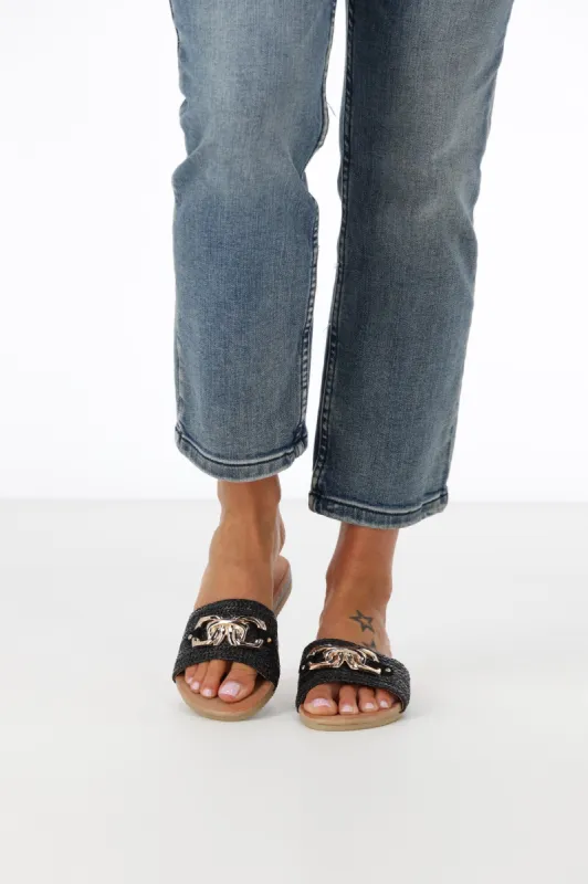 Laguna Quays Karmen Raffia Black sold by Shine On