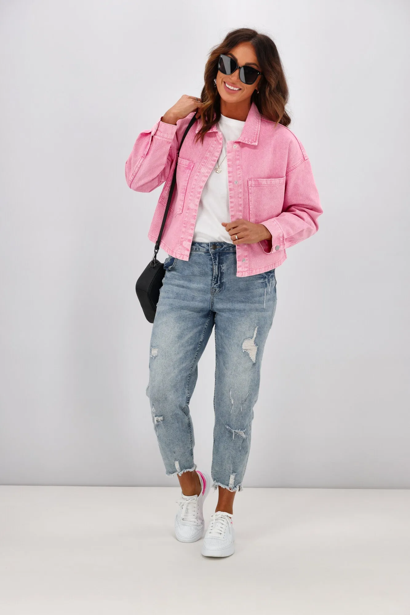 Shine On Label Bubblegum Cropped Jacket Pink sold by Shine On product image thumbnail 4