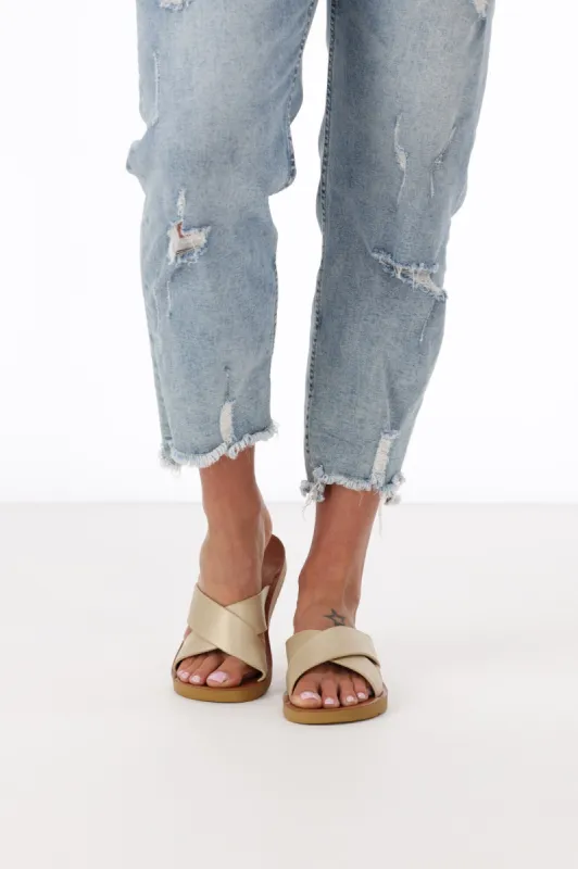 Hinako Vanessa Sandal Gold sold by Shine On