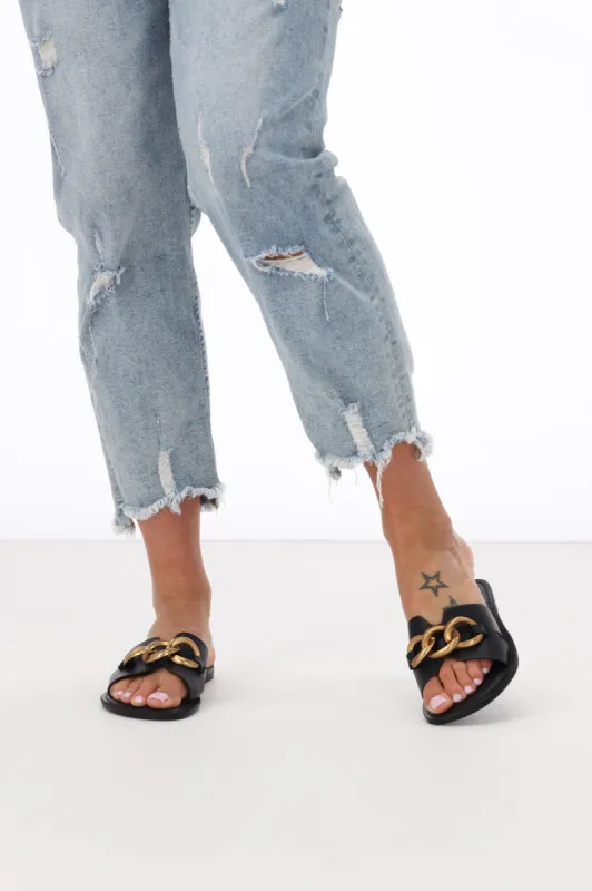 Los Cabos Maiz Sandal Black sold by Shine On