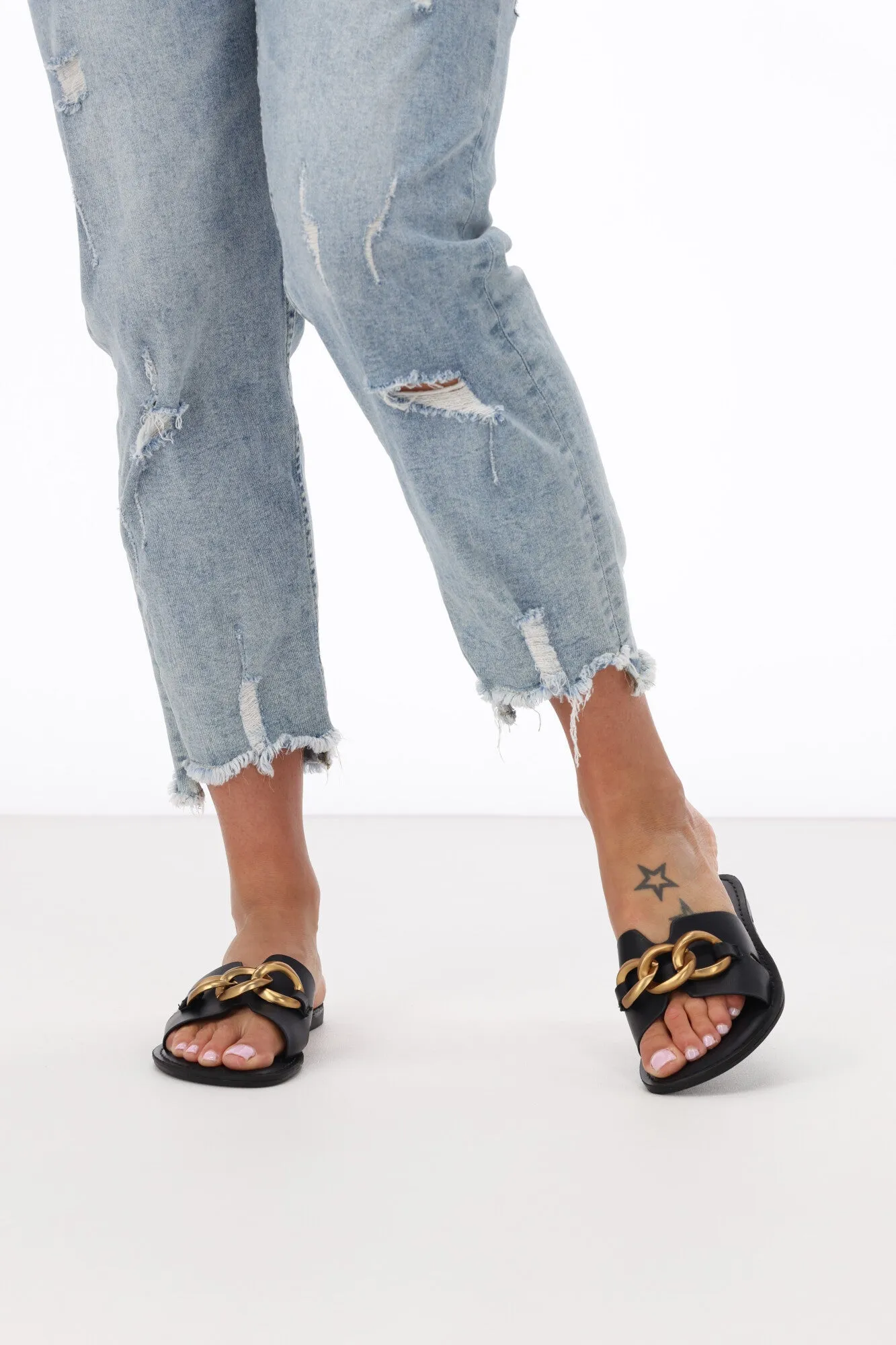 Los Cabos Maiz Sandal Black sold by Shine On